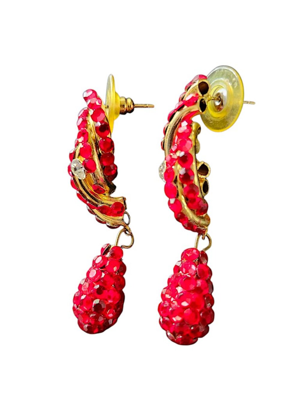 Vintage Red Sparkly Dangle Earrings